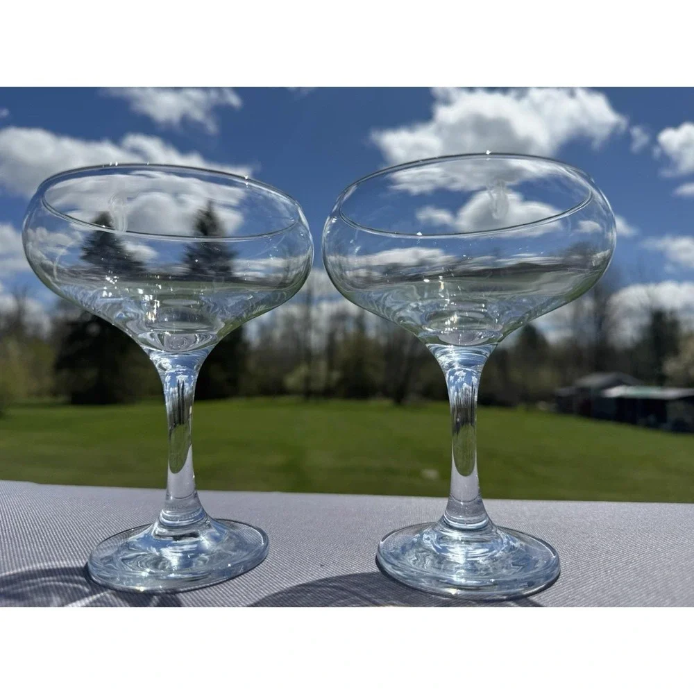 Set of 2 Pasabahce Coupe Glasses Monogram Champagne Cocktail 5.5